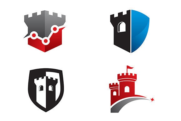4 Modern Castle Logo or Icon for Versatile Design Needs