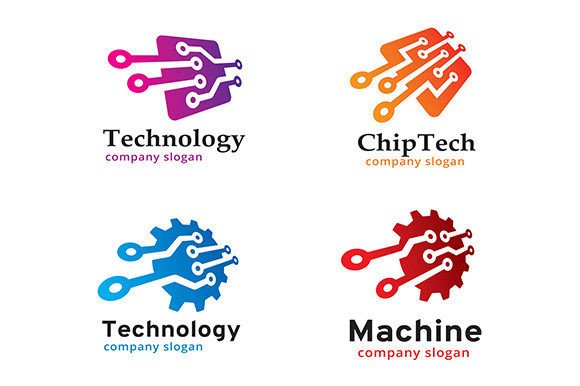4 Simple Technology Logo Template Design