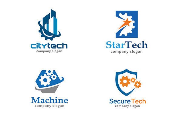 4 Technology Logo Template Design Vector