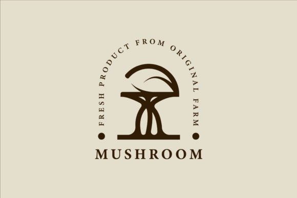 Abstract Mushroom Logo Line Vintage