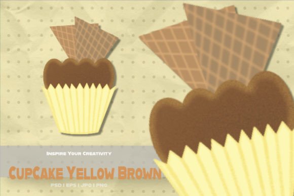 Cupcake Yellow Brown - Sticker: A Versatile Design Asset for Creative Projects