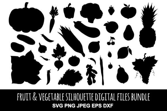 Fruit and Vegetable Silhouettes in Digital and Creative Design: A Versatile Resource for Artists and Designers
